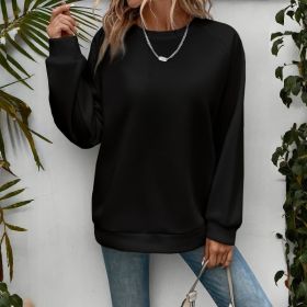 Women's Loose Sports Round Neck Sweatshirt (Option: Black-S)