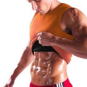 MEN'S BODY SHAPING NEOPRENE SAUNA VEST With LOGO (Option: Orange-S)