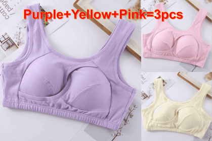 Plus Size Women Bra Ladies Cotton Quake-Proof Underwear Sleep Tops No Buckles Non Wire Lingerie With Removable Padded (Option: Multicolor-XL-1pc)