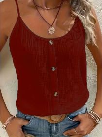 Vibrant Solid Color Cami Top - Sleek Sleeveless Design, Breathable Fabric, Perfect For Spring & Summer, Women's Casual Clothing, Ideal For Outdoo (Option: Red-L)