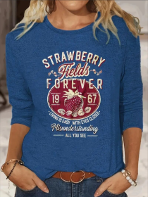 Women's Printed Long Sleeve Hoodless Sweatshirt (Option: Blue-2XL)