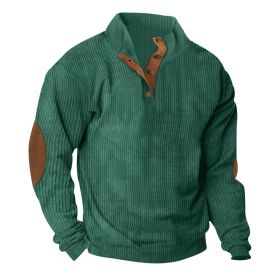 Corduroy Casual Stand Collar Long-sleeved Sweater (Option: Fruit Green-S)