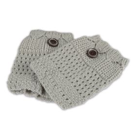 1Pair Women Winter Crochet Knit Leg Warmers (Color: Light grey)