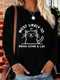 Women's Long Sleeve Hoodless Sweatshirt (Option: Black-2XL)