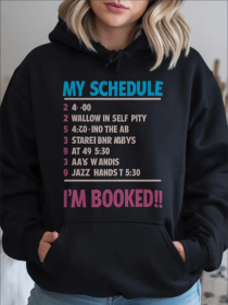 Unique1pc Women'S Casual Hooded Sweatshirt With Geometric Merry Christmas Print, Long-Sleeve  For All Seasons, Loose Fit Hoodie Beautiful Style B (Option: Black-2XL)