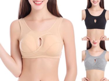Plus Size Women Bra Ladies Cotton Quake-Proof Underwear Sleep Tops No Buckles Non Wire Lingerie With Removable Padded (Option: 3color-3XL-1pc)
