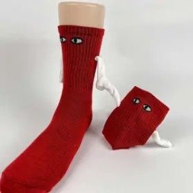 Mid Tube Black And White Couple Matching Holding Socks (Option: Red-1pairs)