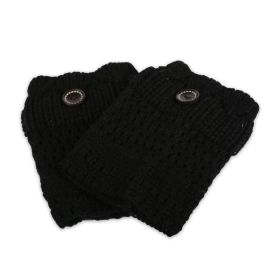 1Pair Women Winter Crochet Knit Leg Warmers (Color: Black)