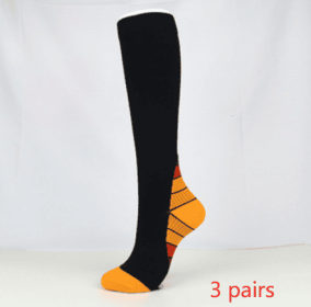 Sports Fitness Camouflage Gradient Football Socks Elastic Socks (Option: Orange-L  XL-3pairs)