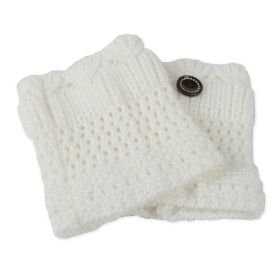 1Pair Women Winter Crochet Knit Leg Warmers (Color: White)