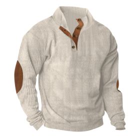 Corduroy Casual Stand Collar Long-sleeved Sweater (Option: Apricot-M)