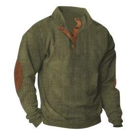Corduroy Casual Stand Collar Long-sleeved Sweater (Option: Army Green-XXXXXL)