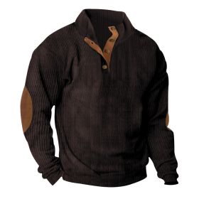 Corduroy Casual Stand Collar Long-sleeved Sweater (Option: Coffee-XL)